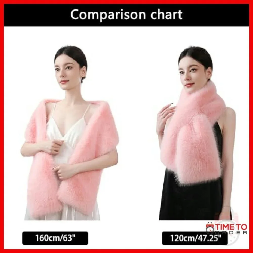 Winter Faux Fur Scarf Wrap Shawl with Fleece Lining for Cold Weather